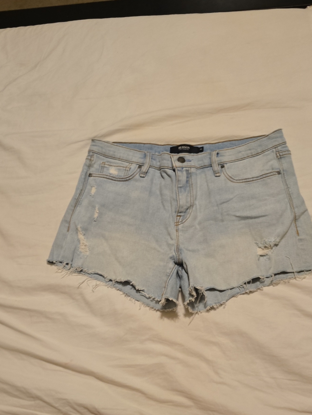 Hudson Jeans Light Blue Distressed Denim Cutoff Shorts